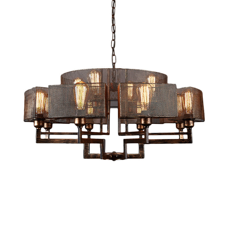 12-Light Half Round Frame Chandelier Farmhouse Style - Rebooters