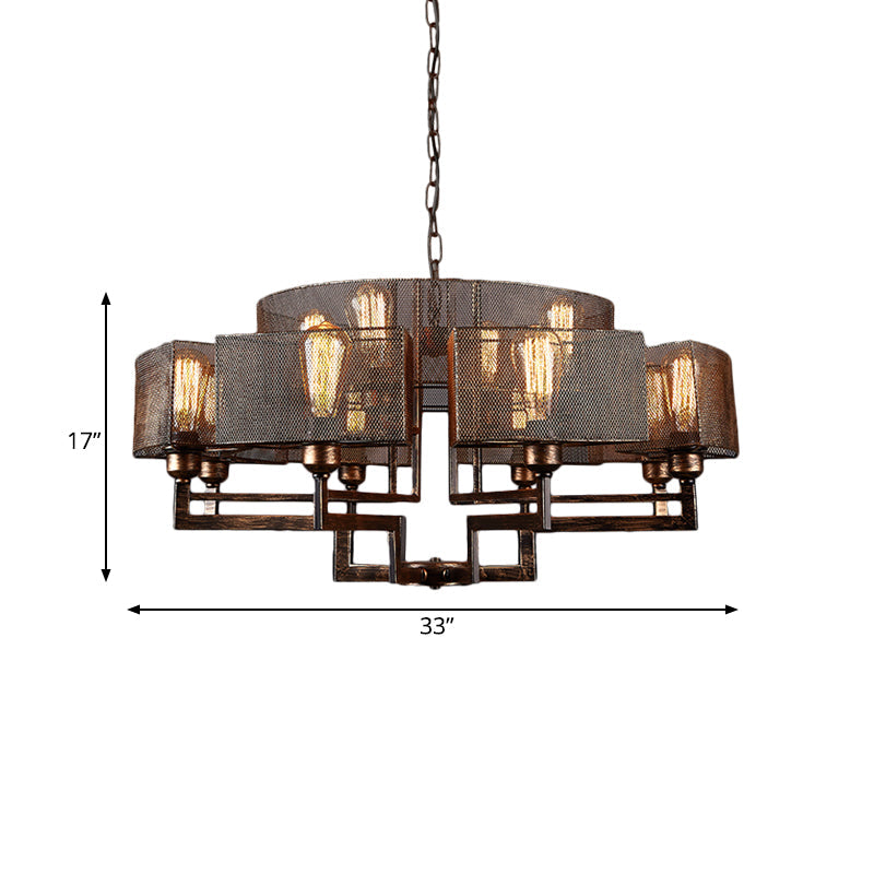 12-Light Half Round Frame Chandelier Farmhouse Style - Rebooters