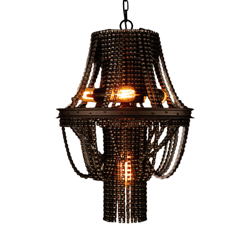 Iron Black Chandelier Pendant Bike Chain 4-Light Ceiling Fixture - Rebooters