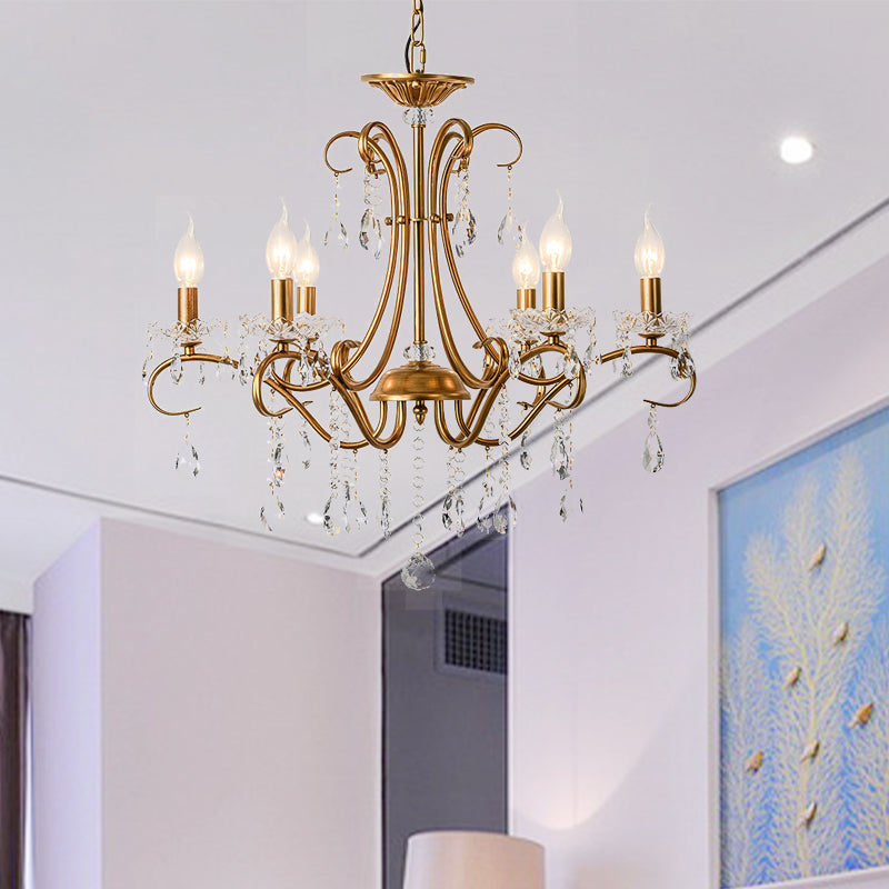 Droplet Chandelier Lighting Traditional Cut Crystal Brass Pendant - Rebooters