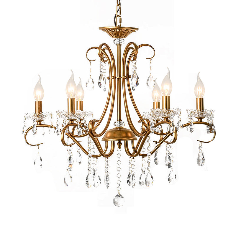 Droplet Chandelier Lighting Traditional Cut Crystal Brass Pendant - Rebooters