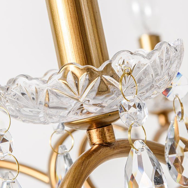 Droplet Chandelier Lighting Traditional Cut Crystal Brass Pendant - Rebooters