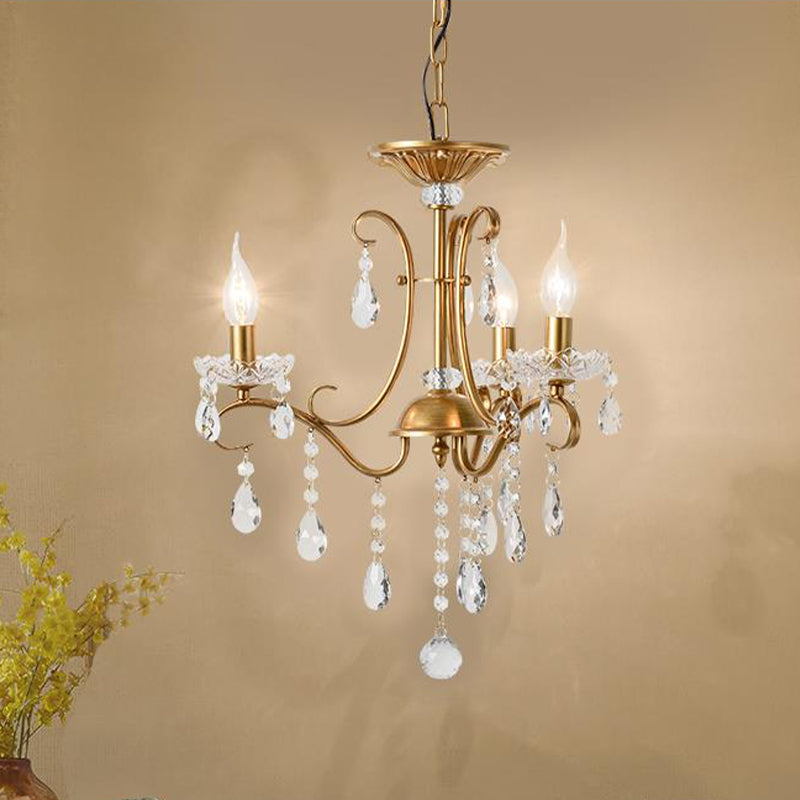 Droplet Chandelier Lighting Traditional Cut Crystal Brass Pendant - Rebooters