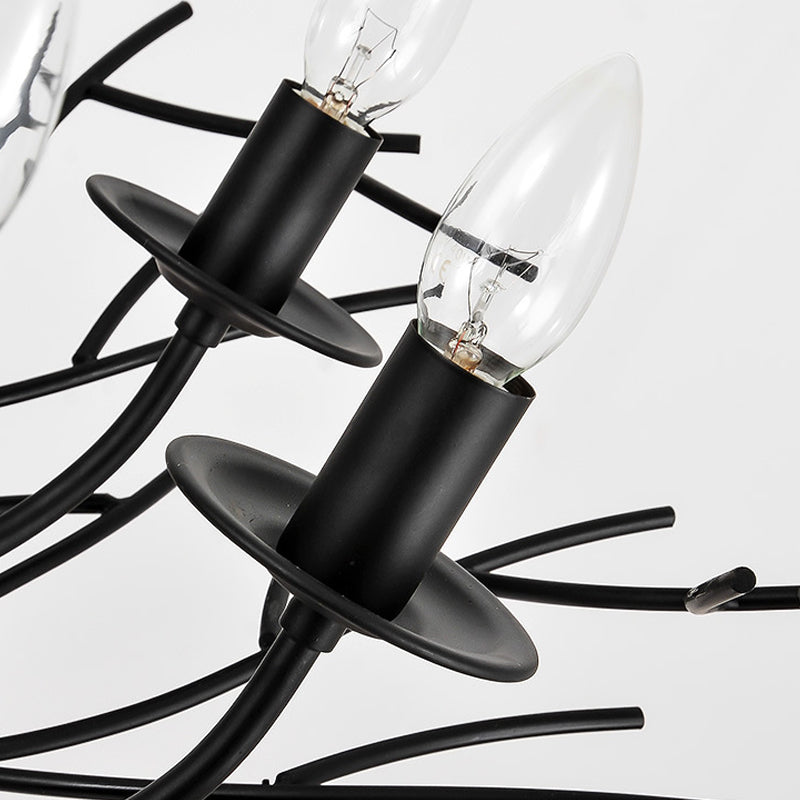 Vintage Nest Shape Chandelier Lamp 8-Light Black Pendant - Rebooters