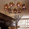 Copper Finish 9-Head Chandelier Lamp With Indian Feather Element - Rebooters