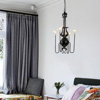 4/8/12-Light Iron Chandelier Light Antique Black White Ceiling Fixture - Rebooters