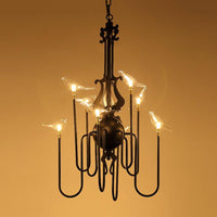 4/8/12-Light Iron Chandelier Light Antique Black White Ceiling Fixture - Rebooters