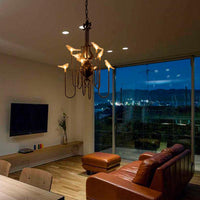 4/8/12-Light Iron Chandelier Light Antique Black White Ceiling Fixture - Rebooters