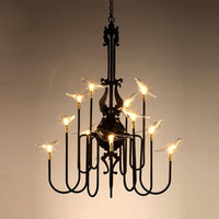 4/8/12-Light Iron Chandelier Light Antique Black White Ceiling Fixture - Rebooters