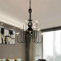4/8/12-Light Iron Chandelier Light Antique Black White Ceiling Fixture - Rebooters
