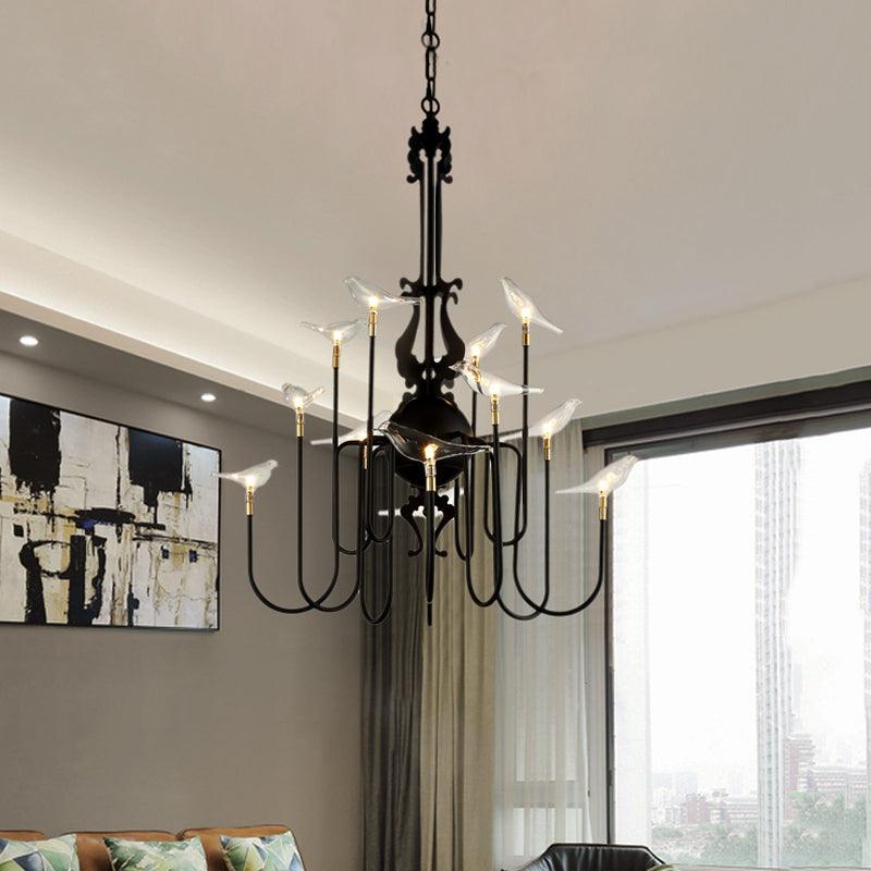 4/8/12-Light Iron Chandelier Light Antique Black White Ceiling Fixture - Rebooters