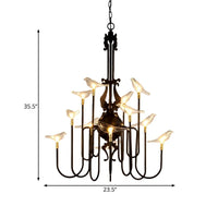 4/8/12-Light Iron Chandelier Light Antique Black White Ceiling Fixture - Rebooters