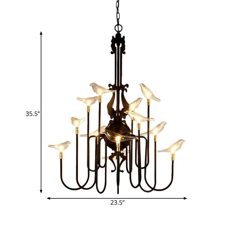 4/8/12-Light Iron Chandelier Light Antique Black White Ceiling Fixture - Rebooters
