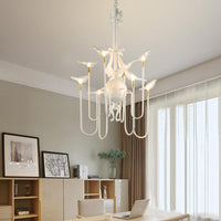 4/8/12-Light Iron Chandelier Light Antique Black White Ceiling Fixture - Rebooters