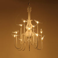 4/8/12-Light Iron Chandelier Light Antique Black White Ceiling Fixture - Rebooters