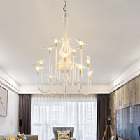 4/8/12-Light Iron Chandelier Light Antique Black White Ceiling Fixture - Rebooters