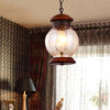 Traditional Round Drop Pendant Wooden Brown Ceiling Lamp - Rebooters