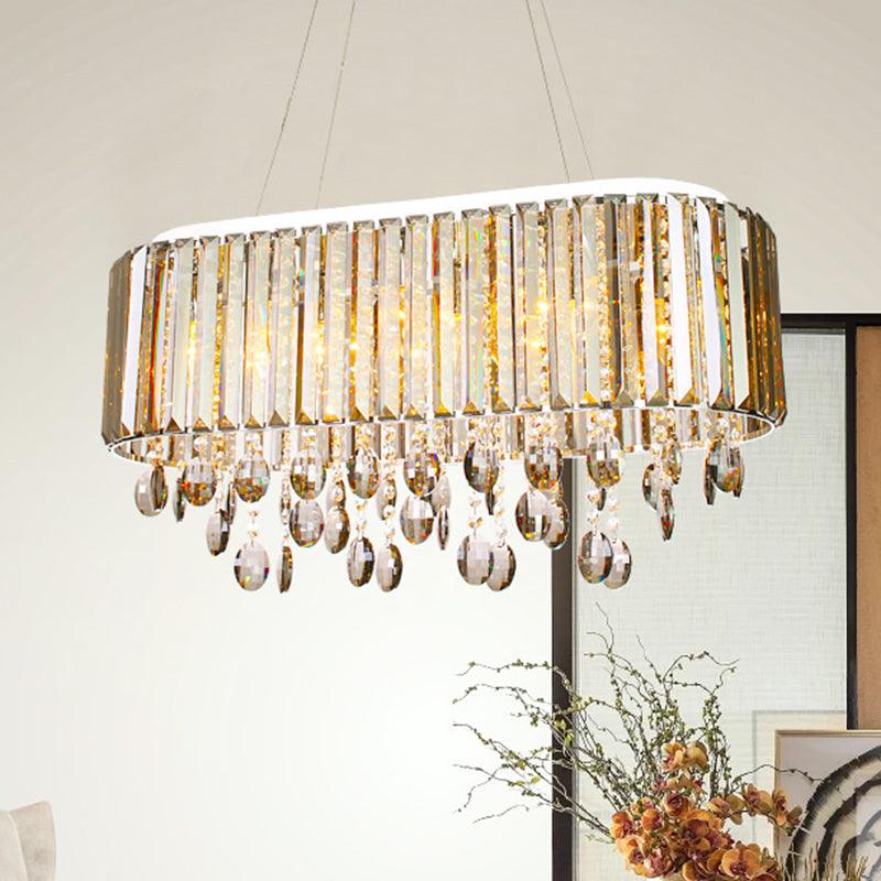 6 Heads Living Room Chandelier Lamp Contemporary Clear Shade - Rebooters