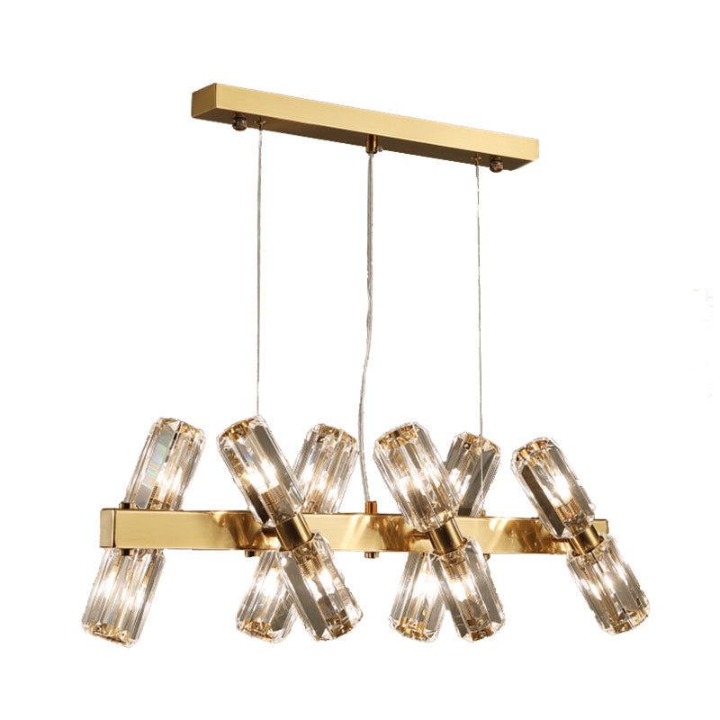 Tubular Chandelier Lamp Traditionary Beveled Crystal Pendant Light - Rebooters