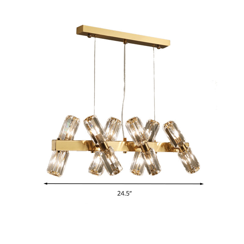 Tubular Chandelier Lamp Traditionary Beveled Crystal Pendant Light - Rebooters