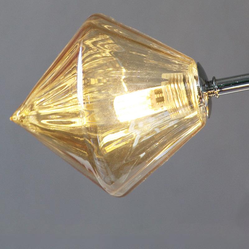 Amber Clear Glass Diamond Pendant Light Fixture 3 9 12 Bulbs 13 27.5 34 Width - Rebooters