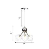 Amber Clear Glass Diamond Pendant Light Fixture 3 9 12 Bulbs 13 27.5 34 Width - Rebooters