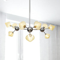 Amber Clear Glass Diamond Pendant Light Fixture 3 9 12 Bulbs 13 27.5 34 Width - Rebooters