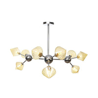 Amber Clear Glass Diamond Pendant Light Fixture 3 9 12 Bulbs 13 27.5 34 Width - Rebooters