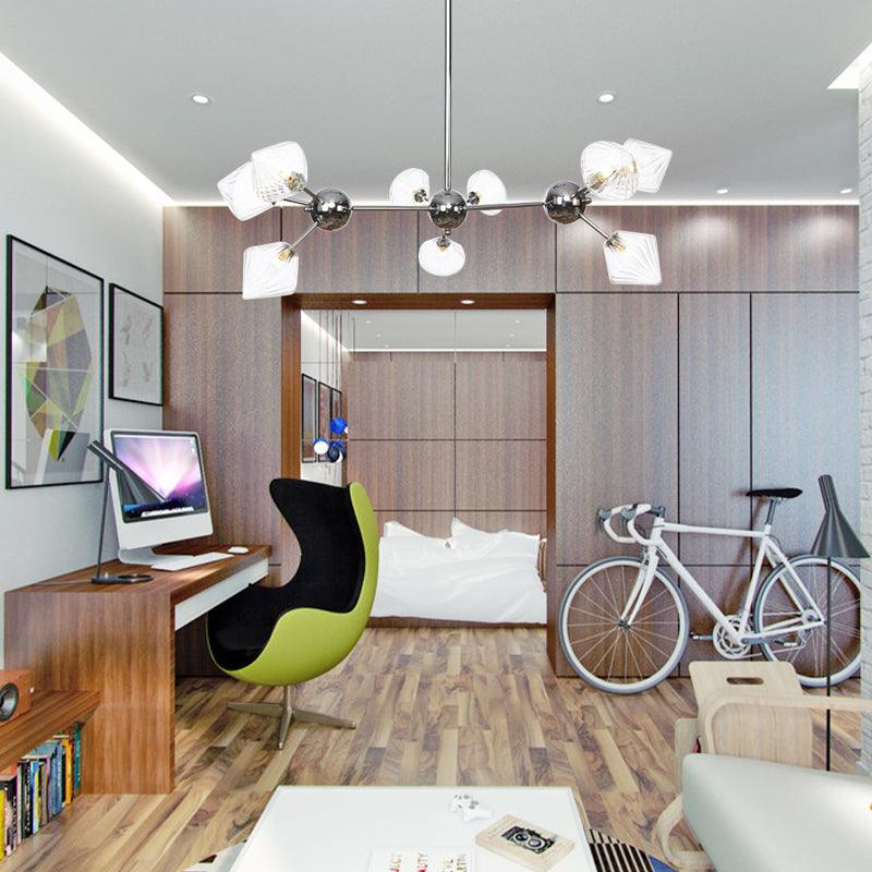 Amber Clear Glass Diamond Pendant Light Fixture 3 9 12 Bulbs 13 27.5 34 Width - Rebooters