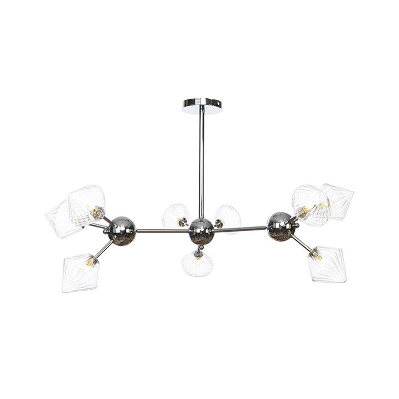 Amber Clear Glass Diamond Pendant Light Fixture 3 9 12 Bulbs 13 27.5 34 Width - Rebooters