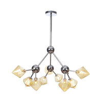 Amber Clear Glass Diamond Pendant Light Fixture 3 9 12 Bulbs 13 27.5 34 Width - Rebooters