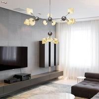 Amber Clear Glass Diamond Pendant Light Fixture 3 9 12 Bulbs 13 27.5 34 Width - Rebooters