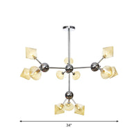 Amber Clear Glass Diamond Pendant Light Fixture 3 9 12 Bulbs 13 27.5 34 Width - Rebooters