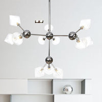 Amber Clear Glass Diamond Pendant Light Fixture 3 9 12 Bulbs 13 27.5 34 Width - Rebooters