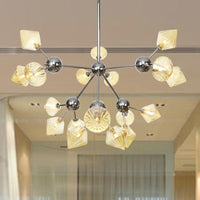 Amber Clear Glass Diamond Pendant Light Fixture 3 9 12 Bulbs 13 27.5 34 Width - Rebooters