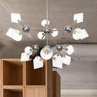 Amber Clear Glass Diamond Pendant Light Fixture 3 9 12 Bulbs 13 27.5 34 Width - Rebooters