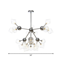 Amber Clear Glass Diamond Pendant Light Fixture 3 9 12 Bulbs 13 27.5 34 Width - Rebooters