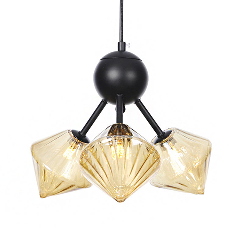 13"/27.5"/34" W Diamond Living Room Chandelier Lamp Amber Clear Glass Pendant Lighting - Rebooters