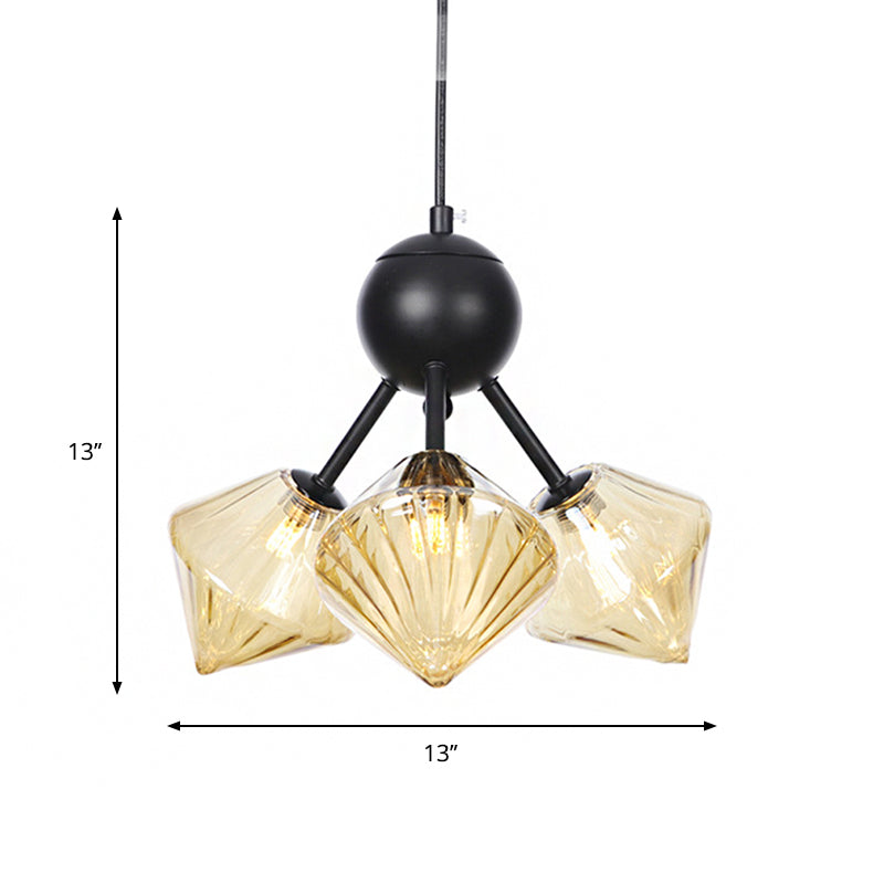 13"/27.5"/34" W Diamond Living Room Chandelier Lamp Amber Clear Glass Pendant Lighting - Rebooters