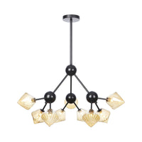 13"/27.5"/34" W Diamond Living Room Chandelier Lamp Amber Clear Glass Pendant Lighting - Rebooters