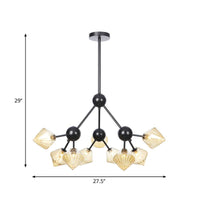 13"/27.5"/34" W Diamond Living Room Chandelier Lamp Amber Clear Glass Pendant Lighting - Rebooters