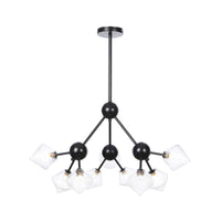 13"/27.5"/34" W Diamond Living Room Chandelier Lamp Amber Clear Glass Pendant Lighting - Rebooters