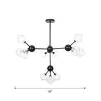 13"/27.5"/34" W Diamond Living Room Chandelier Lamp Amber Clear Glass Pendant Lighting - Rebooters