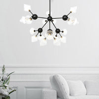 13"/27.5"/34" W Diamond Living Room Chandelier Lamp Amber Clear Glass Pendant Lighting - Rebooters
