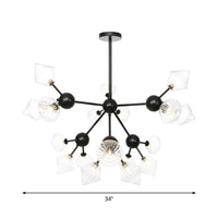 13"/27.5"/34" W Diamond Living Room Chandelier Lamp Amber Clear Glass Pendant Lighting - Rebooters
