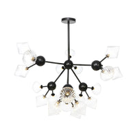 13"/27.5"/34" W Diamond Living Room Chandelier Lamp Amber Clear Glass Pendant Lighting - Rebooters