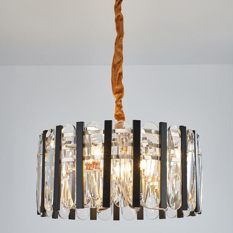 6-Bulb Dining Room Chandelier Lighting Black and Gold Pendant - Rebooters