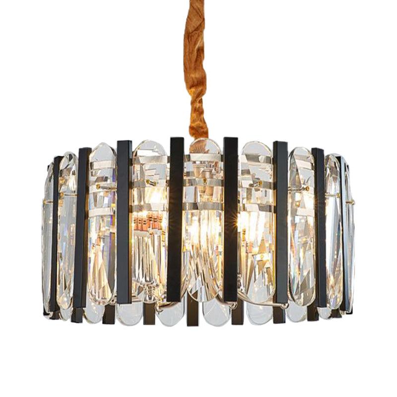6-Bulb Dining Room Chandelier Lighting Black and Gold Pendant - Rebooters