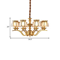 6 Lights Scalloped Chandelier Pendant Lamp Brass Glass Light - Rebooters