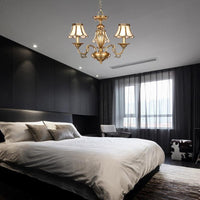 3/5 Heads Scalloped Chandelier Lamp Colonialist Brass Fixture - Rebooters